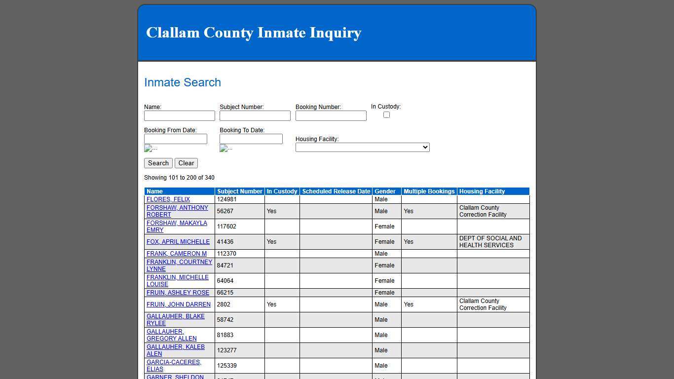 Inmate Search